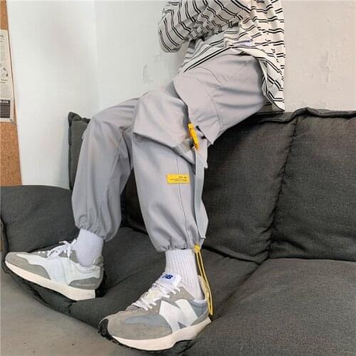 2021 Streetwear Mens Pants Joggers Cargo Pants Hip Hop Multi Pocket Trousers Harajuku Drawstring Sweatpants
