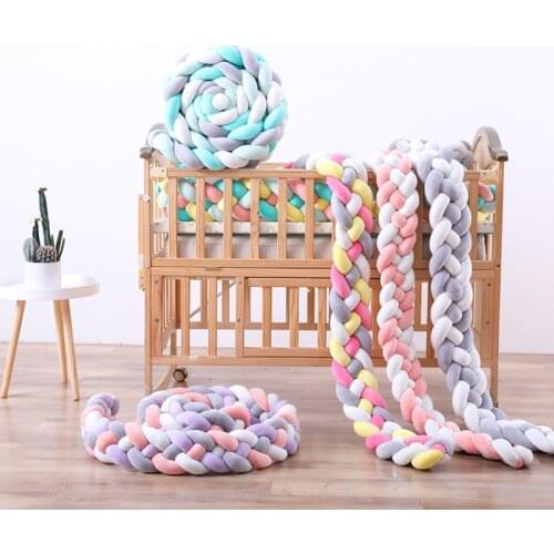 2019 New 4-FL 3M Multiple Colors Long Knot DIY Preparation Pillow Baby Bed Anti-collision Bed Fence Baby Room Decor Bed Bumper