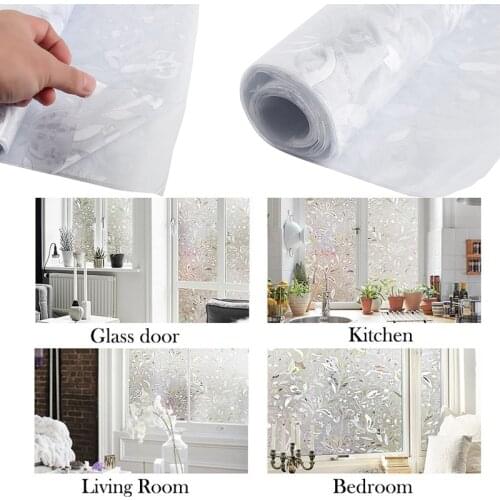 Window Adhesive Vinyl Film Window Sticker Decals Waterproof Sun UV Protection Privacy Bamboo Sliding Door Bathroom Glass Film
