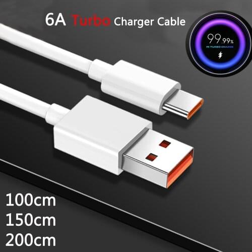 Original Xiaomi 6A Turbo Charger Cable Flash Charging Type C Cord For Mi 11 10 10T Pro 5G 9 Poco M3 X3 NFC Redmi Note 10 K40 Pro