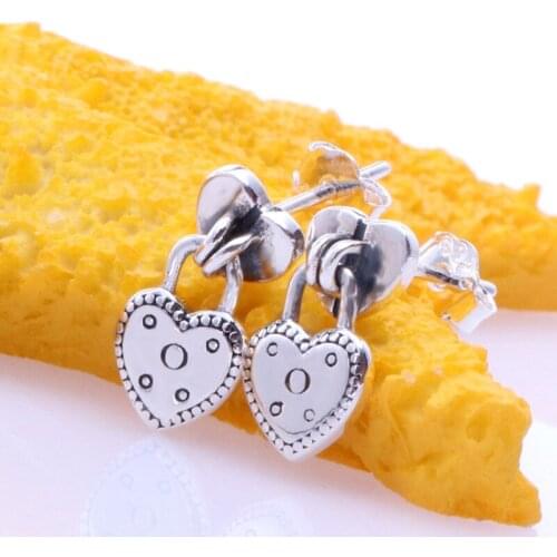 Original S925 Sterling Silver Pan Earring New Love Lock Earrings And Studs For Women Wedding Gift Fashion Jewelry