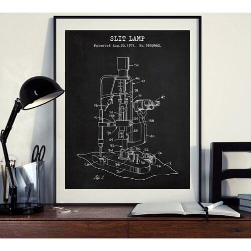 Slit Lamp Patent Print Optometry Poster Optician Tools Blueprint Ophthalmology Wall Art Canvas Painting Eye Doctor Clinic Decor