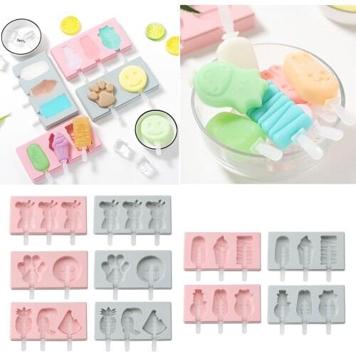 Behogar Cute Reusable Soft Silicone DIY Handmade Ice Cream Pop Popsicle Maker Mould Mold with Sticks Lid for Home Kitchen Tools