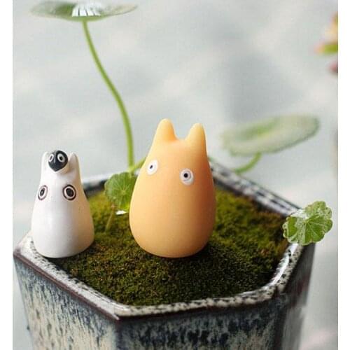 Fairy Garden Supplies Set of 2 Miniature Cute Tiny Totoro Ghilbi Studio Figurine Plant / Mini Garden Decor Terrarium Accesso