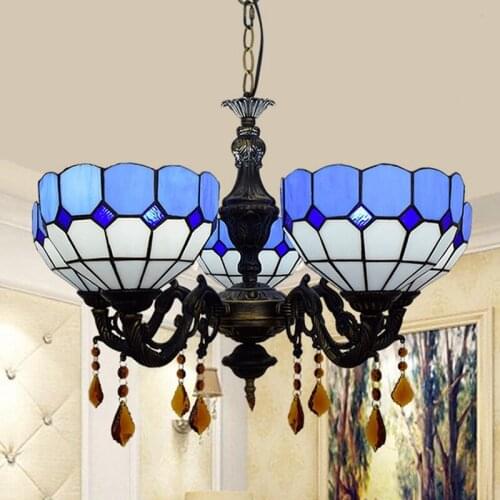 Style modern minimalist Mediterranean Tiffany blue and white crystal art restaurant, living room bar, 5 chandeliers