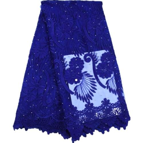 Royal Blue Embroidery Tulle Net Lace French Lace Fabric High Quality African Lace Fabric With Stones For Nigerian Wedding S1605