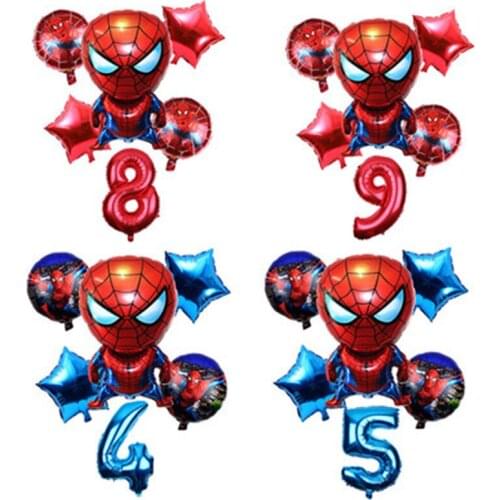 6pcs/set Marvel Spiderman The Avengers Foil Balloons Birthday Party Decorations Kids Toys Baby Shower