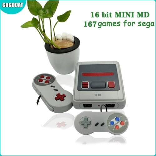 Built-In 167 In 1 Games for Sega MD Mini TV Game Controller 16 Bit Retro Classic Handheld Gaming Player AV Output Toys Gifts