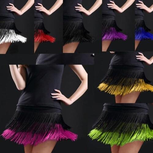Hot sale Fashion sexy Adult Lady dance dance skirt womens double tassel Latin dance skirt fringed skirts 8 kind colors