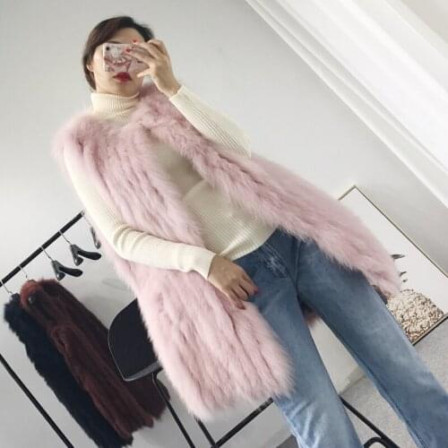 Winter Thick Warm Waistcoat Jacket Real Fox Fur Vest Coat Women Clothes Vintage Slim Coats Chalecos Para Mujer ZL664