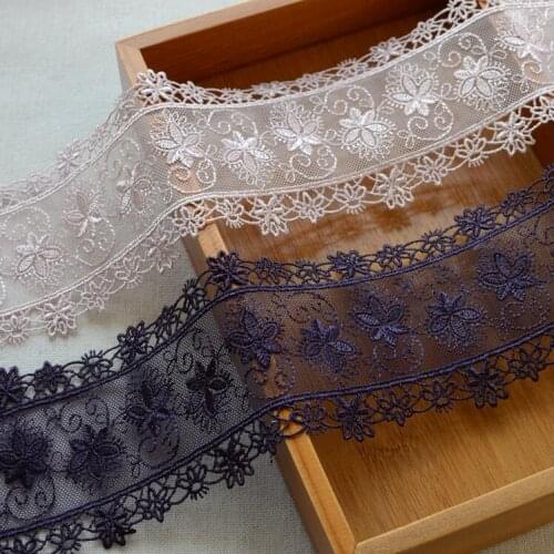 1 Meter 8CM Width Purple Mesh Fabric Venise Lace Trim Embroidery Embellishment Sewing Crafts Doll Material Free Shipping