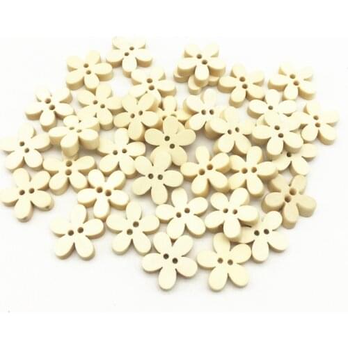 100pcs Mixed 15mm Wood Natural Flower 2 Holes Buttons Baby Fancy DIY Button Sewing Accessories For Scrapbooking Cardmaking