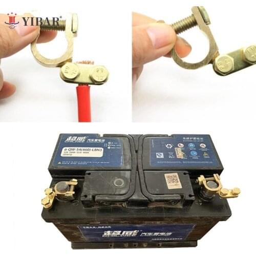 2pcs Car Battery Terminals Clamps Pair Screw Connection Positive&Negative Brass Cables Connectors Accessories Small Size 35mm