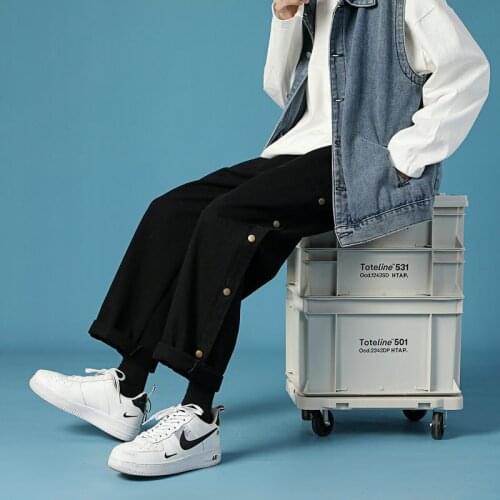 2021 New Men And Women Korean Style Trousers Casual Jogger Ankle-Length Buttons Pants Minimalist Straight Leg Pants Size M-3XL