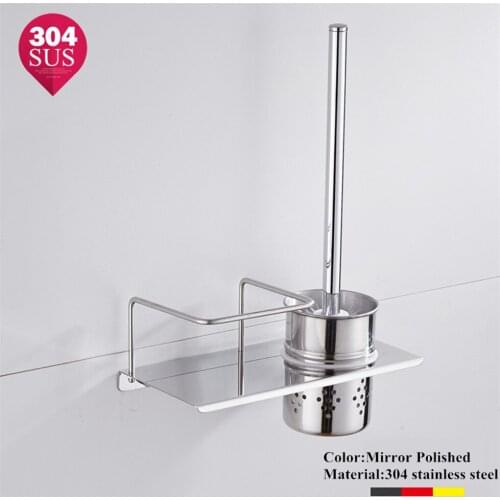 304 Stainless Steel Toilet Brush Holders Cleaning Brush Toilet Rack with Cup Home WC Cleaner Bathroom Accessories