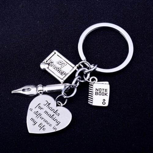 36PCs Thanksgiving Gifts Engraved Words Thanks For Making A Difference In My Life Keyring Teacher Pen Notebook Pendant Keychain