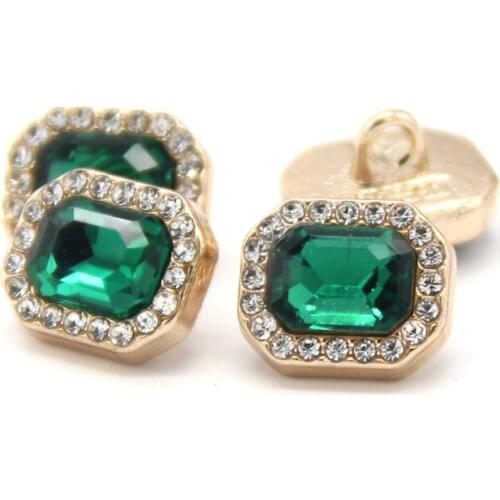 6pcs Rhinestones Jewelry Metal Sewing Women Buttons For Clothing Green Shirt Dress Vintage DIY Decorations Accessories Wholesale