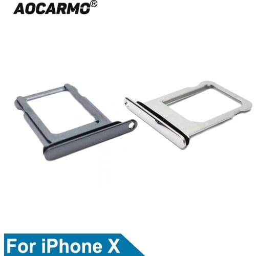 Aocarmo Black/White Nano Sim Card Tray Slot Holder Replacement Part For iPhone X