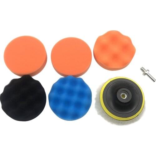 7Pcs/Set 4 inch Car Polishing Disc Self-Adhesive Buffing Waxing Sponge Wool Wheel Polishing Pad For Car Polisher Drill Adapter