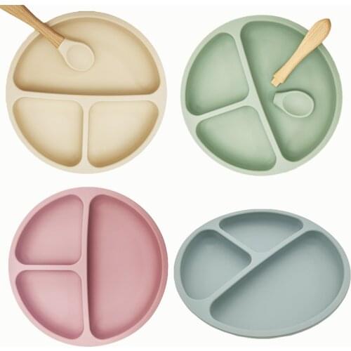 Baby Bowl Plates Safe Silicone Dining Plate Solid Cute Cartoon Children Dishes for Kids Feeding Bowls