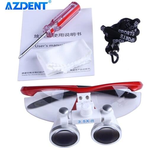 AZDENT Dental Magnifier Binocular Loupes Magnification 3.5X-R Optical Glass Loupe Magnifying Glass Dentistry Tools
