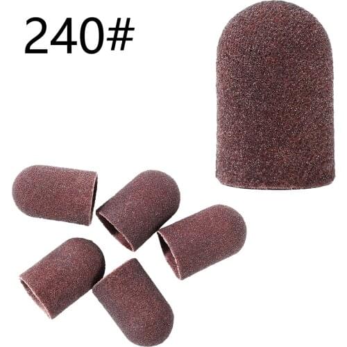 BNG 50pcs Grit 240# Sanding Bands Block Caps With 1 Grip Beauty Sanding Cap Manicure Pedicure Electric Nail Drill Tools