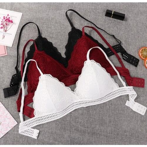 French Style Bralette Seamless Deep V Lace Bra Wireless Thin Underwear Sexy Lingerie Soft Push Up Bras For Women Hot