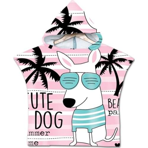 Lovely Comfortable Children Hooded Cloak Beach Towel Animal Printed Microfiber Baby Boys Girls Kids Swimming Bath Towel