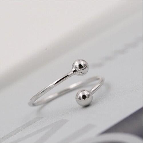Hot New Fashion 925 Sterling Silver Jewelry Cute Sweet Smooth Personality Small Ball Bead Opening Rings SR53