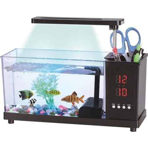 New 7-Color Gradient LED Light Aquarium Household With Circulating Filter Living Desktop Small Aquarium Box Fish Tank Mini Box