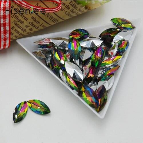 Hisenlee Rainbow Color Point Bottom Horse Eye Earth Facets Glass Crystal Rhinestones Nail Arts Jewelry Clothing Decoration