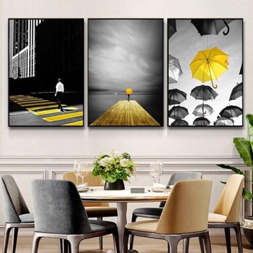 Modern Yellow City Street Picture Home Decoration Canvas Painting Printed on The Wall Art Poster for Living Room Bedroom Mural