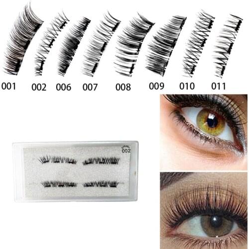 4 Pcs/1 Pair Reusable 3D Magnetic False Eyelashes Natural Eyelashes Extension Handmade natural false magnant eyelashes with box