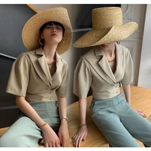 Fashion 2021SS Summer New Women Short Sleeve Blazer Coat Female Casual Tops Gdnz 5.08