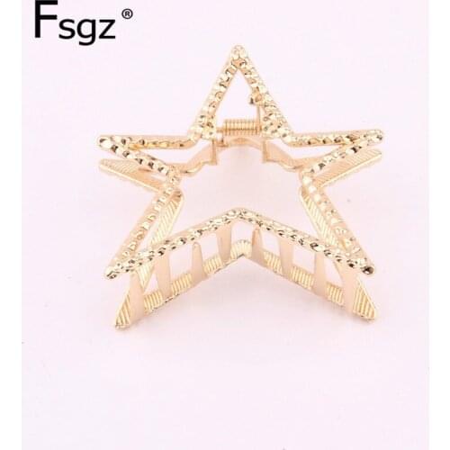 Fashion Geometric Hairpins For Women Metal Alloy Hollow Out Star Hair Claw Clips Gold Plating Crab For Hair Wedding Headwear