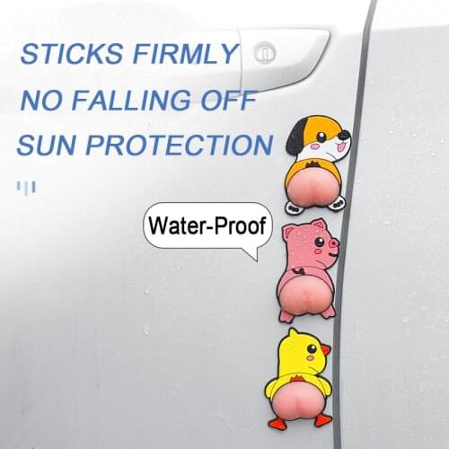 Cartoon Stereo 3D Sticker For Fridge Cute Butt Anti-Collision Car Sticker Anime Anti-scratch Soft Silicone Stickers