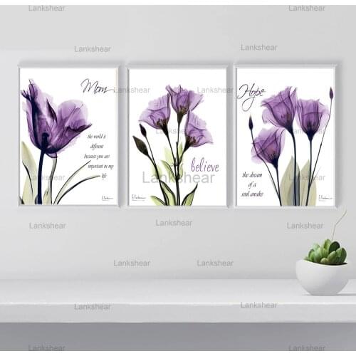 Cuadros Purple Morning Glory Wall Art Flower Canvas Painting Poster Vintage Posters and Prints Wall Pictures for Living Room