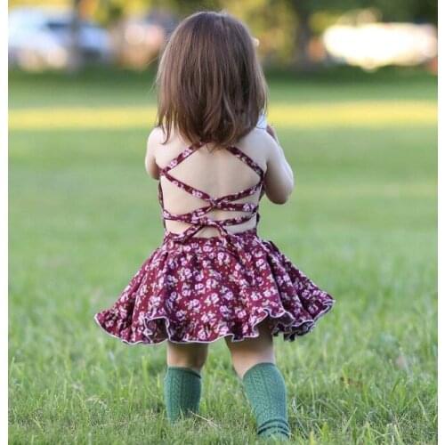 Toddler Infant Baby Girls Clothes Off Shoulder Tube Top Floral Dress Kids Summer Clothes Party