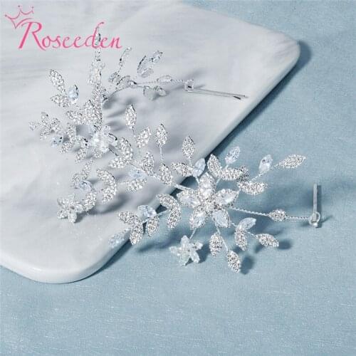Wholesale Fashion Ladies Wedding Headpieces Cubic zircon Bridal Hair Accessories Headdress Bridal Hair Vine Tiaras RE3896