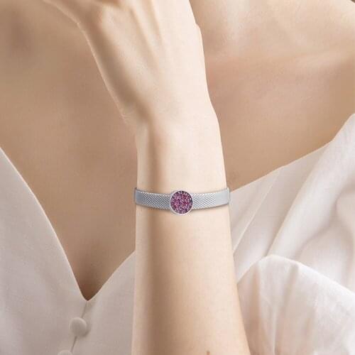 Reflexions Pink Pavé Clip DIY Beads For Jewelry Making Sterling Silver Jewelry Charms Fits Original Charms Chain Bracelets