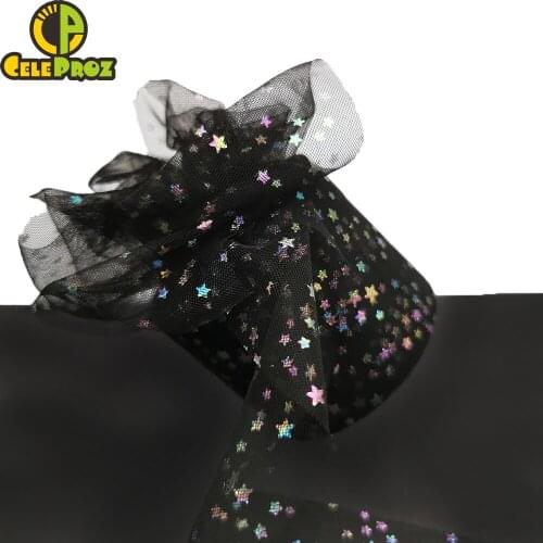 6cm 25yards Illusory Star Tulle Fabric Roll Sparky Mesh Organza Handmade Ornaments Scrapbook Baking Wraping Decoration Supply