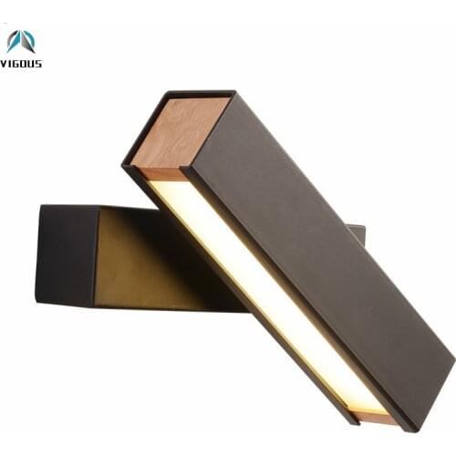 Modern Oak Metal Lustre Luminaria Led Wall Lamp Black / White Minimalism Led Rotatable Wall Sonces Corridor Bracket Light