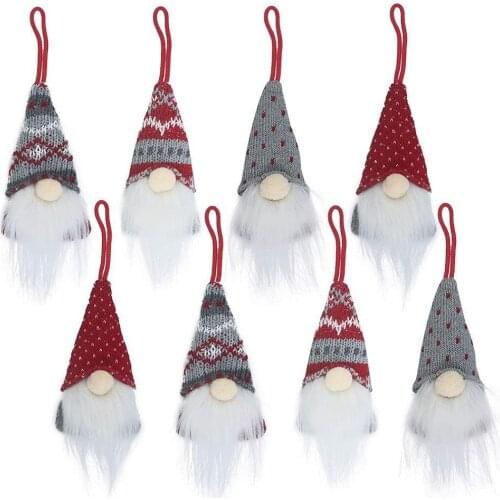 Syezyo Gnomes Christmas Tree Ornaments Set of 8 Christmas Ornaments 2021 Handmade Plush Gnomes Santa Elf Hanging Home Decoration
