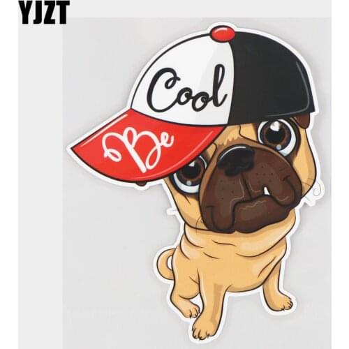 YJZT 13.7×17.5CM COOL Cute Pug Funny Window Bumper Decoration Decal Cartoon Car Stickers 21A-0123