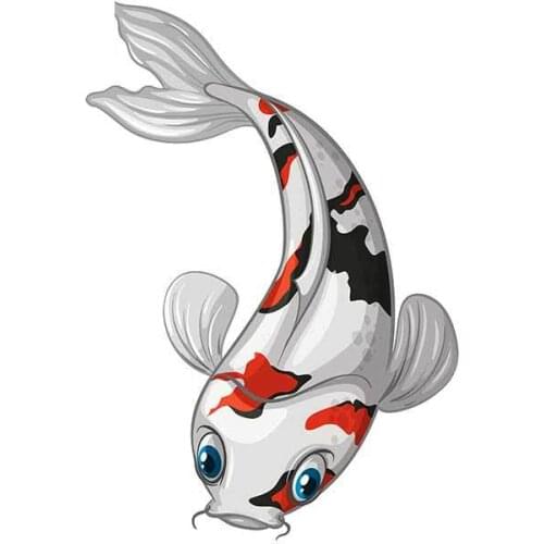 Funny 13cm x 9cm for White Koi Simulation Waterproof Decal Decoration Anime RV Trunk Occlusion Scratch Windows Car Stickers