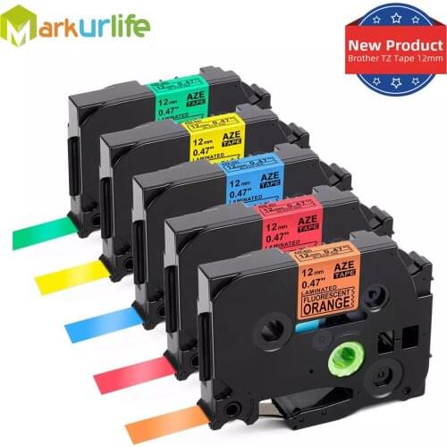 5 Pack TZe-631 TZe-531 TZe-431 Compatible for Brother P-Touch 0.47'' Label Tapes TZe-731 TZe-B31 Standard Laminated Cassette
