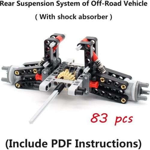 83 Pcs High-Tech MOC Off-Road Vehicle Model Rear Suspension System with Shock Absorber Set Building Blocks Toys Gift for Kid Boy