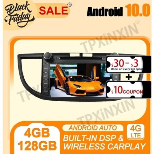 IPS Android 10.0 Carplay 4G+128G PX6 For Honda CRV 2012 Car Multimedia Player Auto Radio Tape Recorder GPS Navigation Head Unit