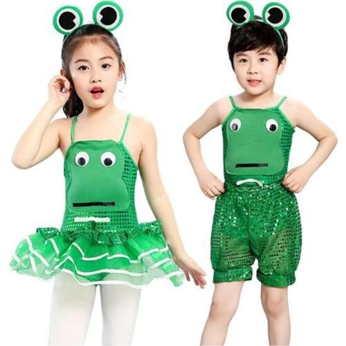 Children Stage Show Clothes Animal Cosplay Costumes Small Jump Frog Cartoon Animal Dance Modern Summer Kids Cheerleading Dress