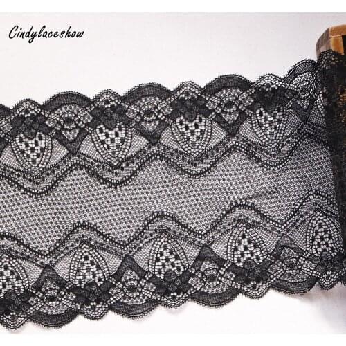 17.5 cm 2 Yards Stretch Lace Elastic Trimmings Black DIY Clothes Accessories Bra Sewing Lace Appliques French Net Lace Fabrics